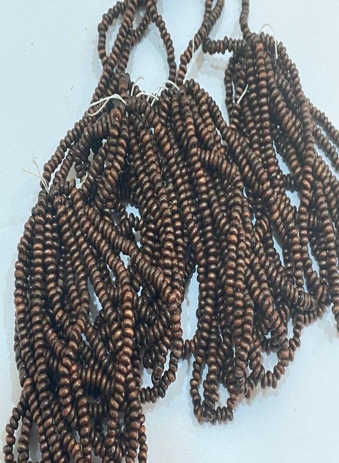 OMX, 3mm Round Wooden Beads Bunch. 40 Mala (Approx 3600 Bead, 90 Beads in 1 Mala/Line), for Jewellery Making, Beading & Art Craft Work - Coffee Brown - Image 3